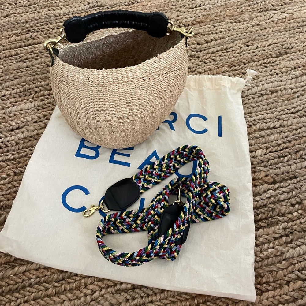 Clare V Pot de Miel bag with colorful strap